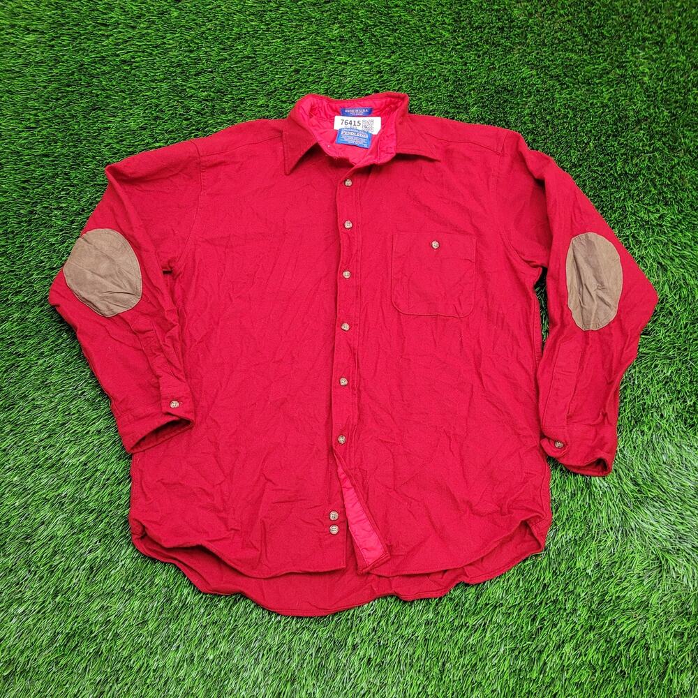 Vintage Pendleton Wool Button Shirt M/L 22x28 Elbow-Patch USA